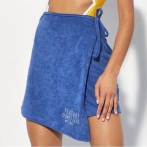 Playboy Blue Towelling Sport Embroidery Cover Up Ties On Side❌RARE HTF Authentic
